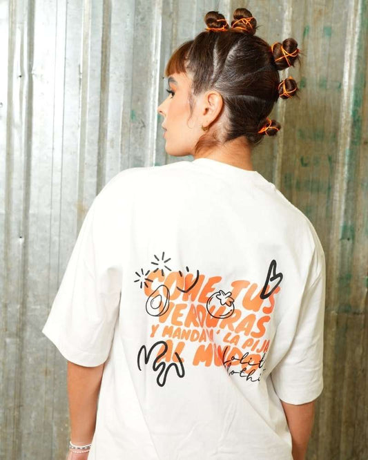 Camiseta "come tus verduras" - Marfil