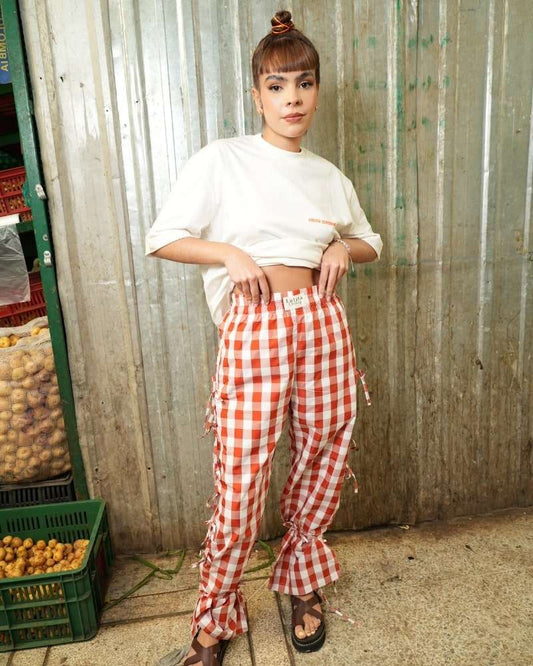 Pant Cuadros - Naranja