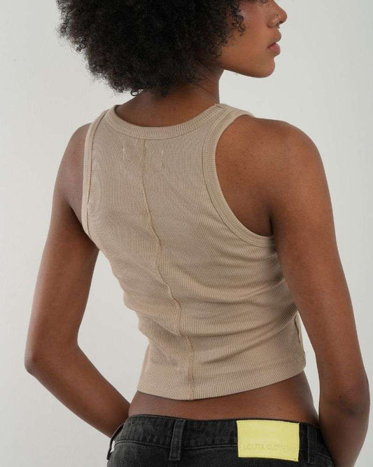 Rib Tank Top - Beige