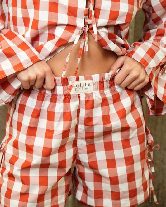 Shorts Cuadros - Naranja